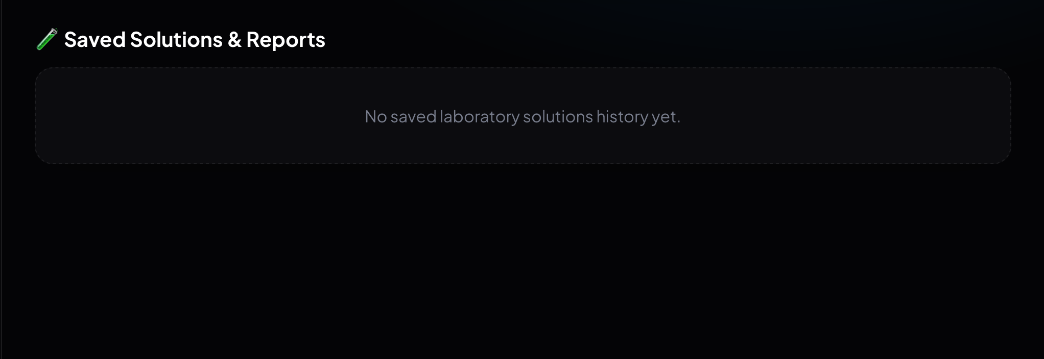 Saved laboratory solutions
